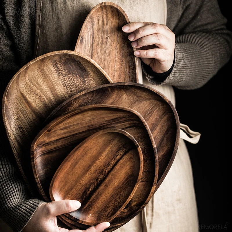 ArtisanOval Handcrafted Acacia Wood Serving Platters for Modest Refined Dining