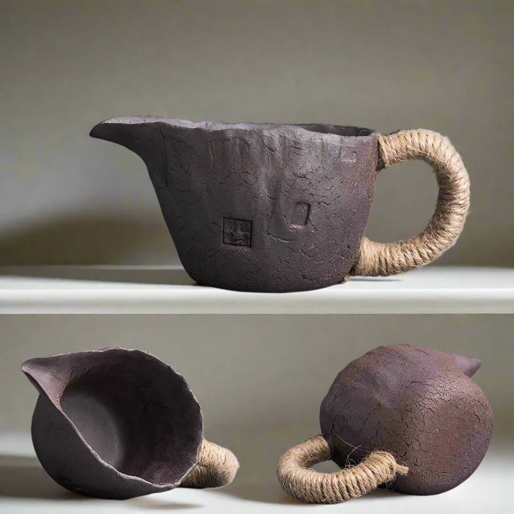 EarthPour Japanese-Inspired Stoneware Fair Cup for Mindfully Grounded Individuals