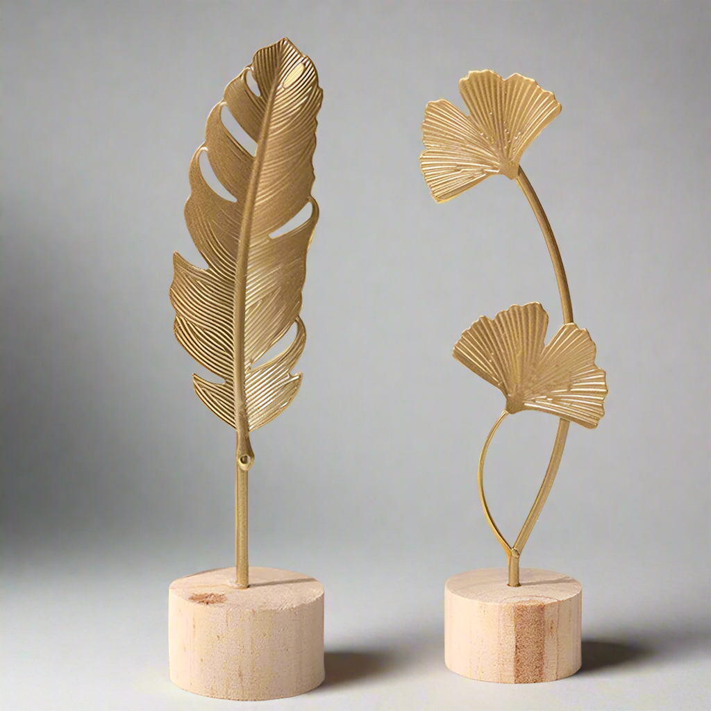 GildedGinkgo Luxe Golden Ginkgo Leaf Sculpture