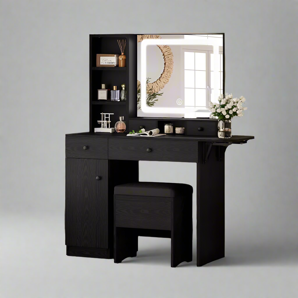 LuminaryLounge Illuminated Vanity Desk Set with Smart Storage