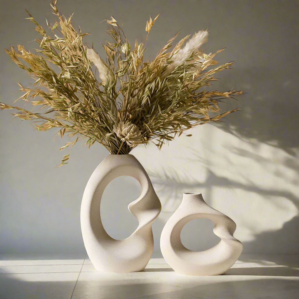 MobiusContor Minimalist Ceramic Vase Pair for Modern Interiors