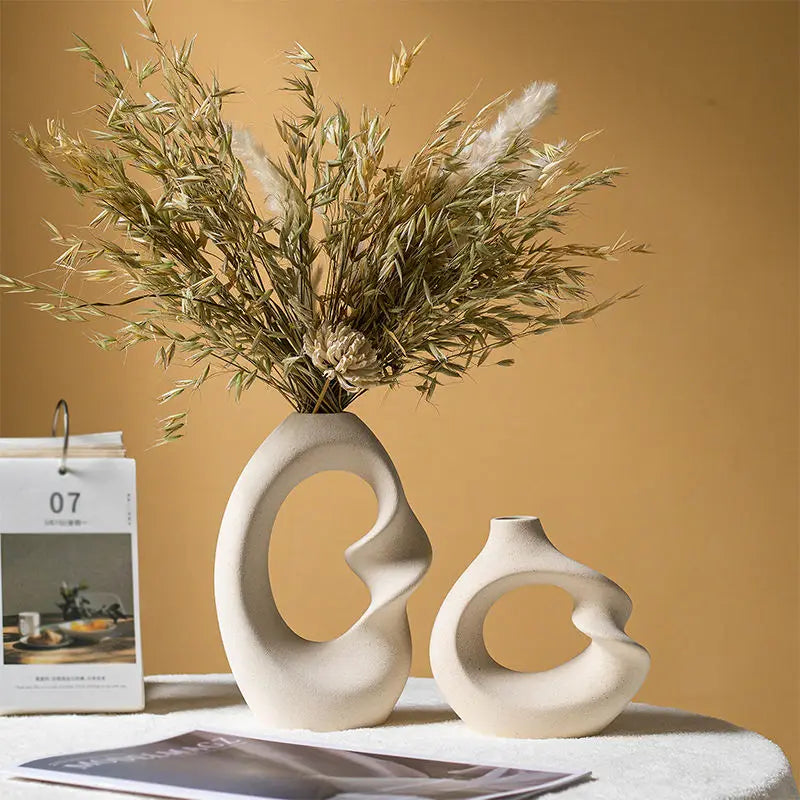 MobiusContor Minimalist Ceramic Vase Pair for Modern Interiors