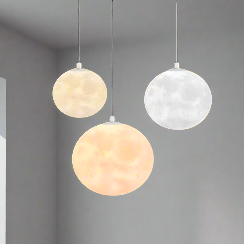 Lunar Luminary 3D Spherical Pendant Light for Celestial Ambiance