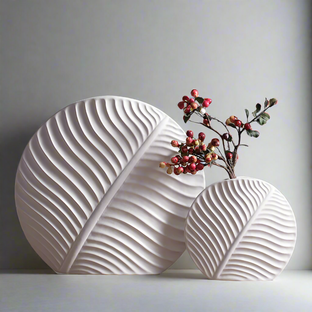 RippleLeaf Contoured Ceramic Leaf Vases for Contemporary Decor