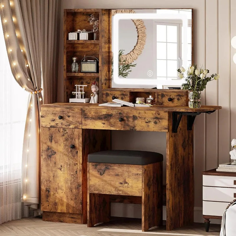 LuminaryLounge Illuminated Vanity Desk Set with Smart Storage