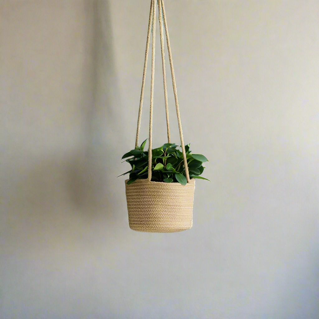 GreenRefuge Macrame Cotton & Jute Handwoven Hanging Planter