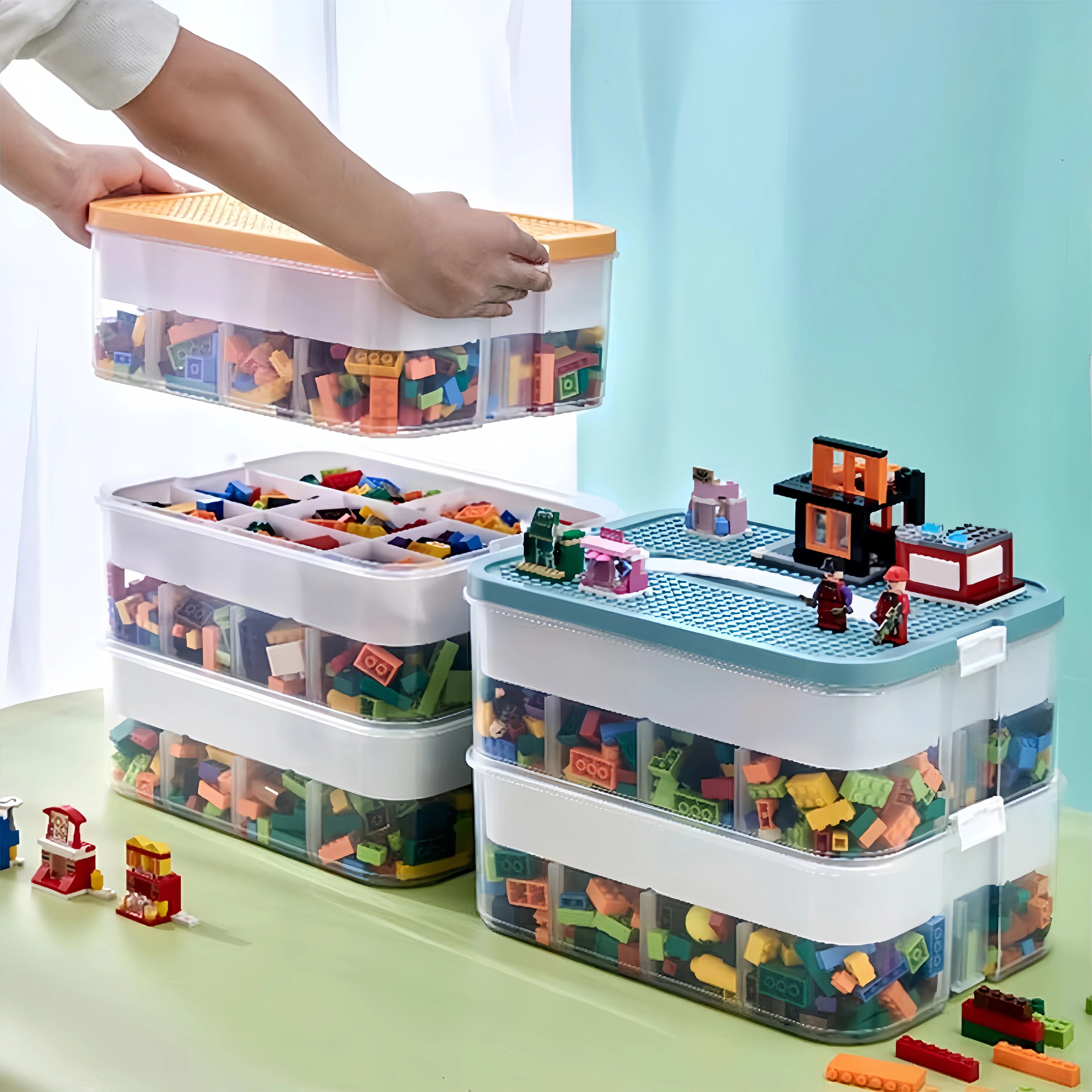 LegoCube Keeper Kids' Stackable Building Block Storage and Play System