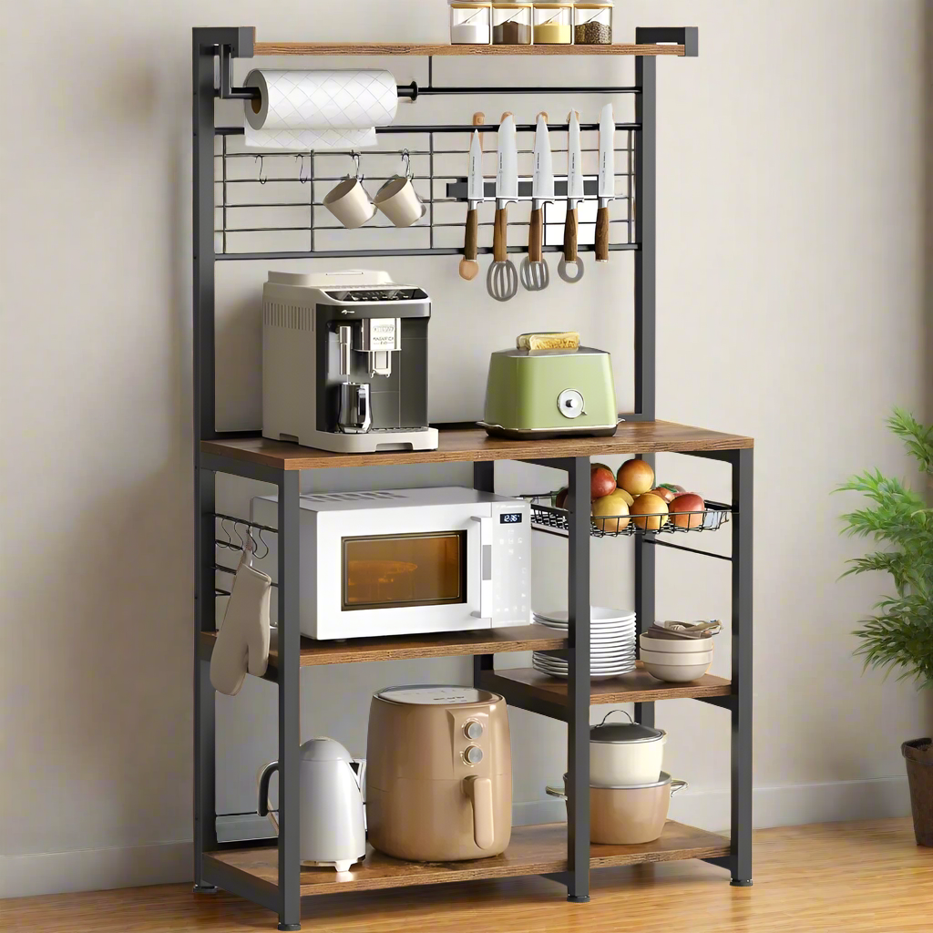 ChefSpace Rustic Baker's Rack with Integrated Storage