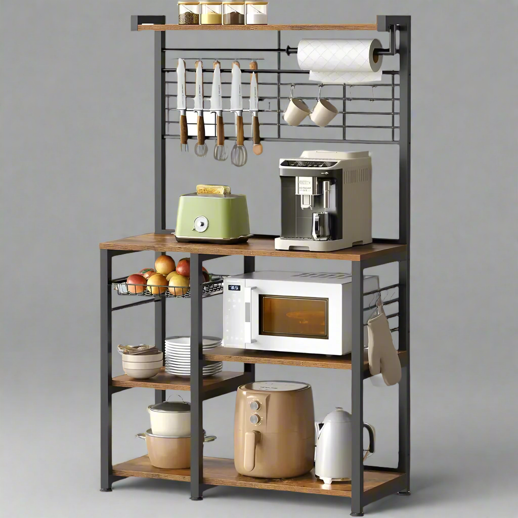 ChefSpace Rustic Baker's Rack with Integrated Storage