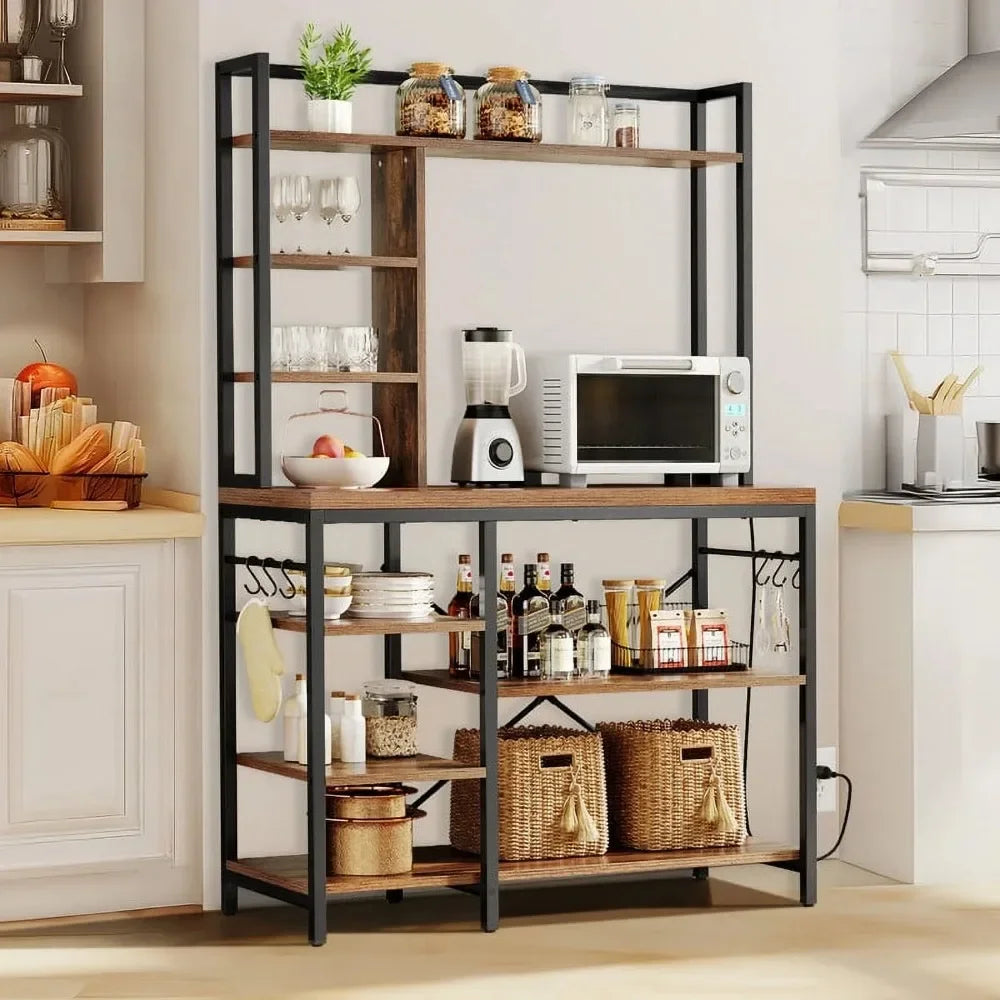 CulinaryCommand Center Multi-Tier Mini-Kitchen & Storage with Power Outlets