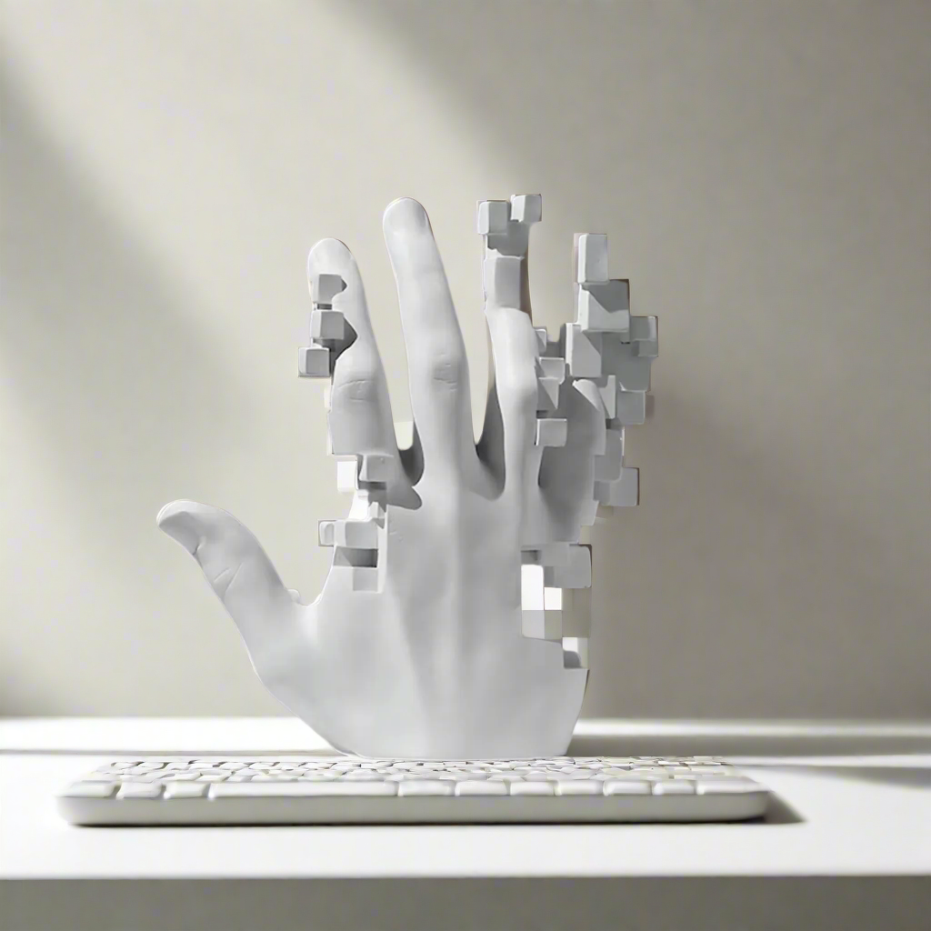 DigitalHand Minimalist 3D Resin Palm Contemporary Sculpture