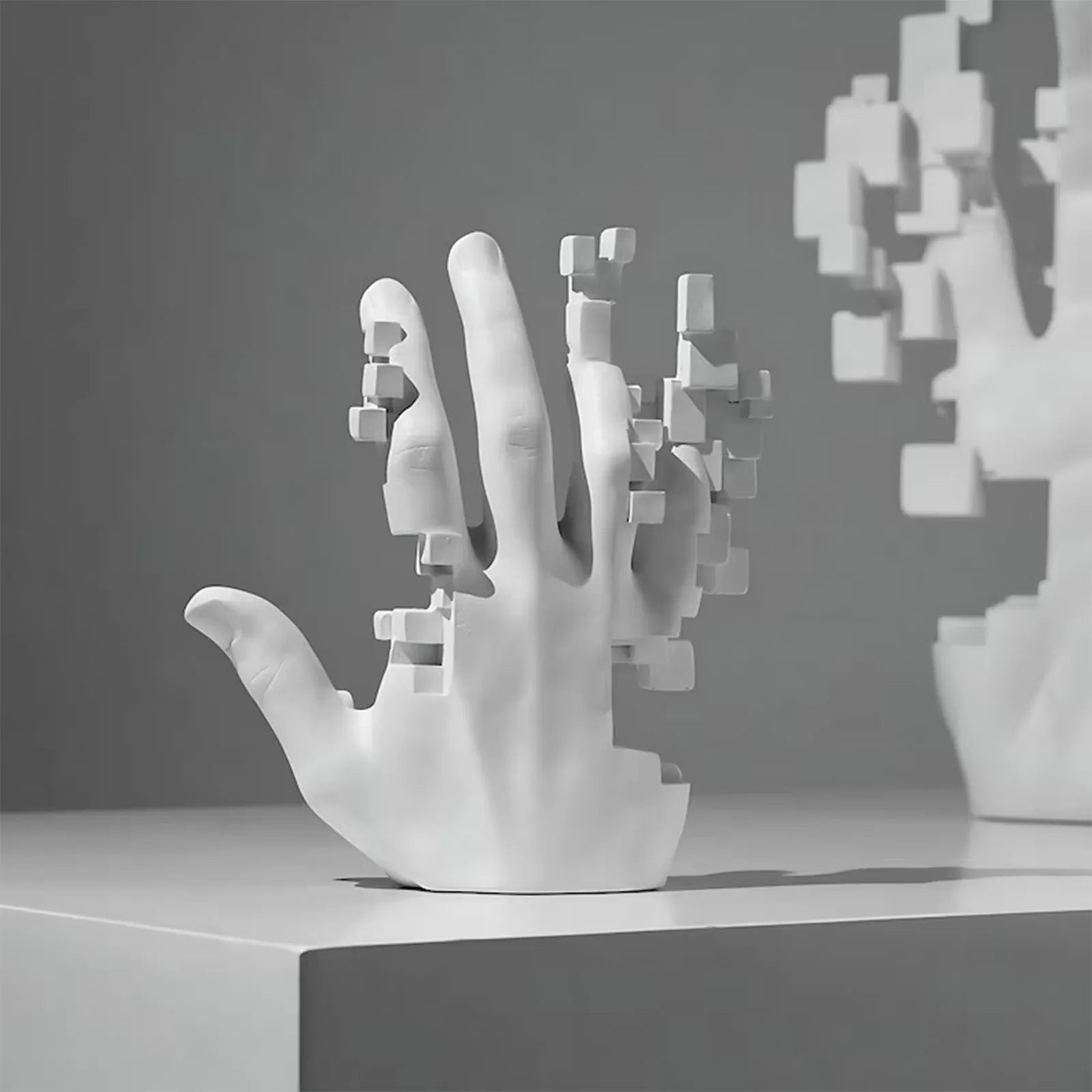 DigitalHand Minimalist 3D Resin Palm Contemporary Sculpture