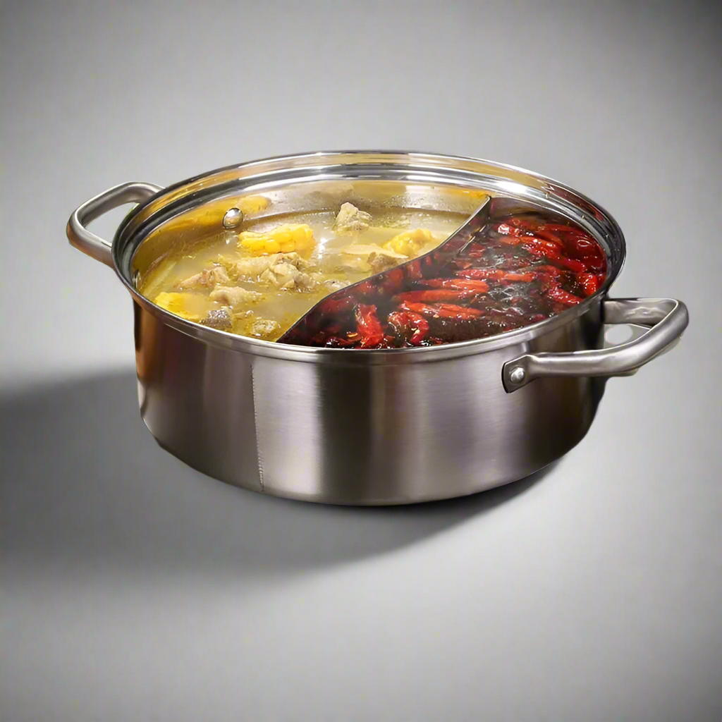 HotPotJoy Dual-Sided Stainless Steel Hot Pot for Flavorful Shared Meals