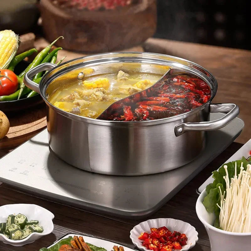 HotPotJoy Dual-Sided Stainless Steel Hot Pot for Flavorful Shared Meals