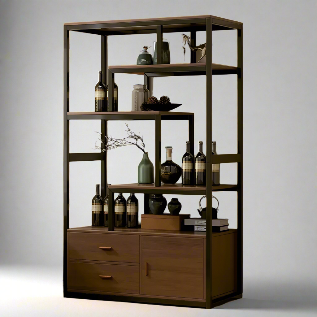 IronAge Industrial-Style MetalWork Wine Rack and Storage Cabinet