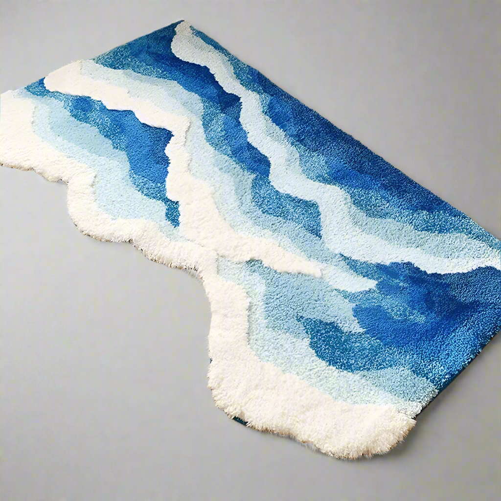 Coastal Comfort Plush High-Quality Japanese Blue Sea-Inspired Floor for Aesthetic Spaces