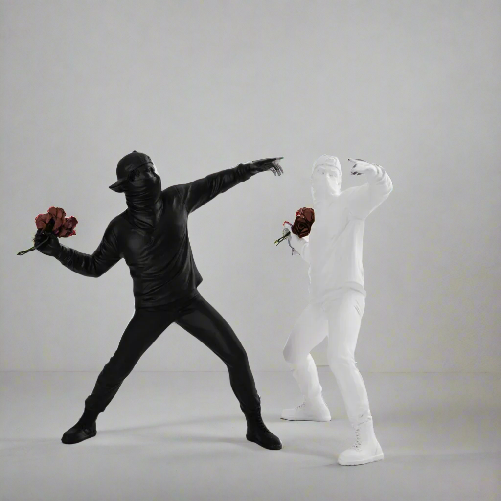 FlowerPower Thought-Provoking Rebel Art Sculpture Inspired by Street Iconography