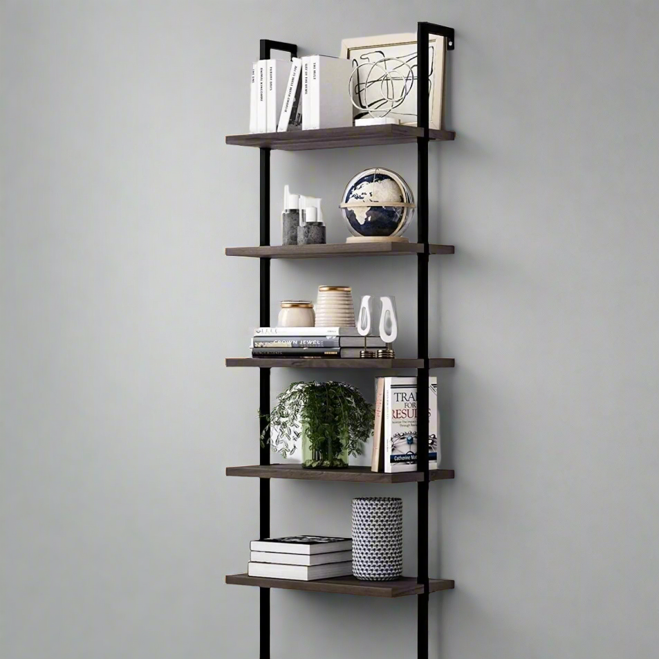 KarumiKobo Slender Industrial-Style Open Bookshelf for Small Spaces