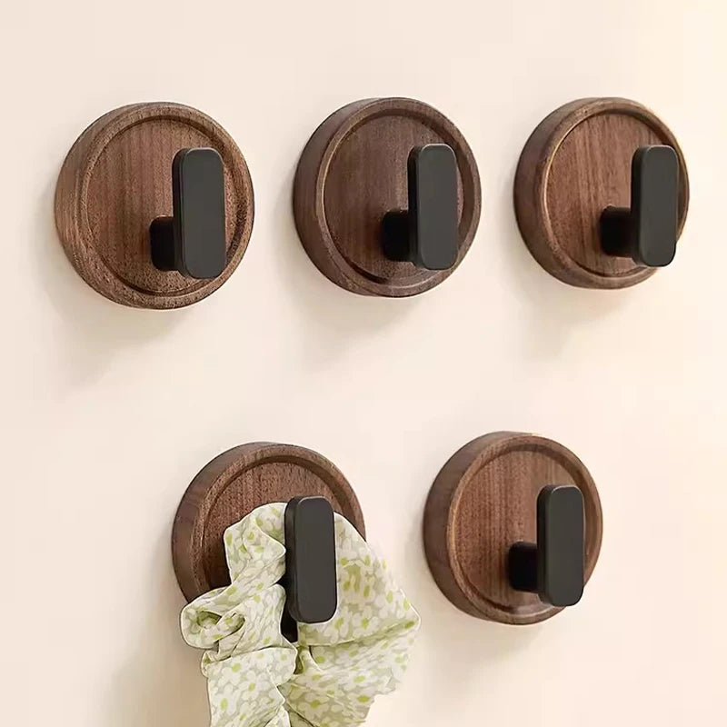 WalnutWave Self-Adhesive Wooden Wall Hook for Rustic Homes