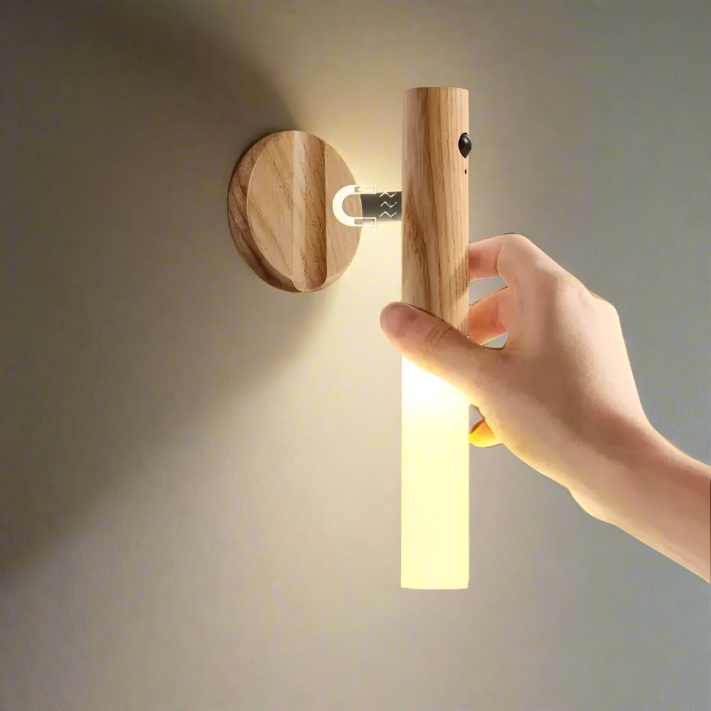 LumiWand Portable Wooden Night Light with Intelligent Activation