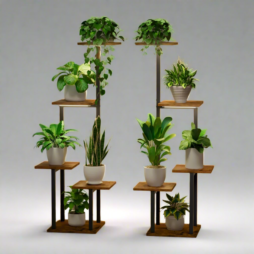 GreenGlowDual Double 5-Tier Plant Displays with Integrated Grow Lights