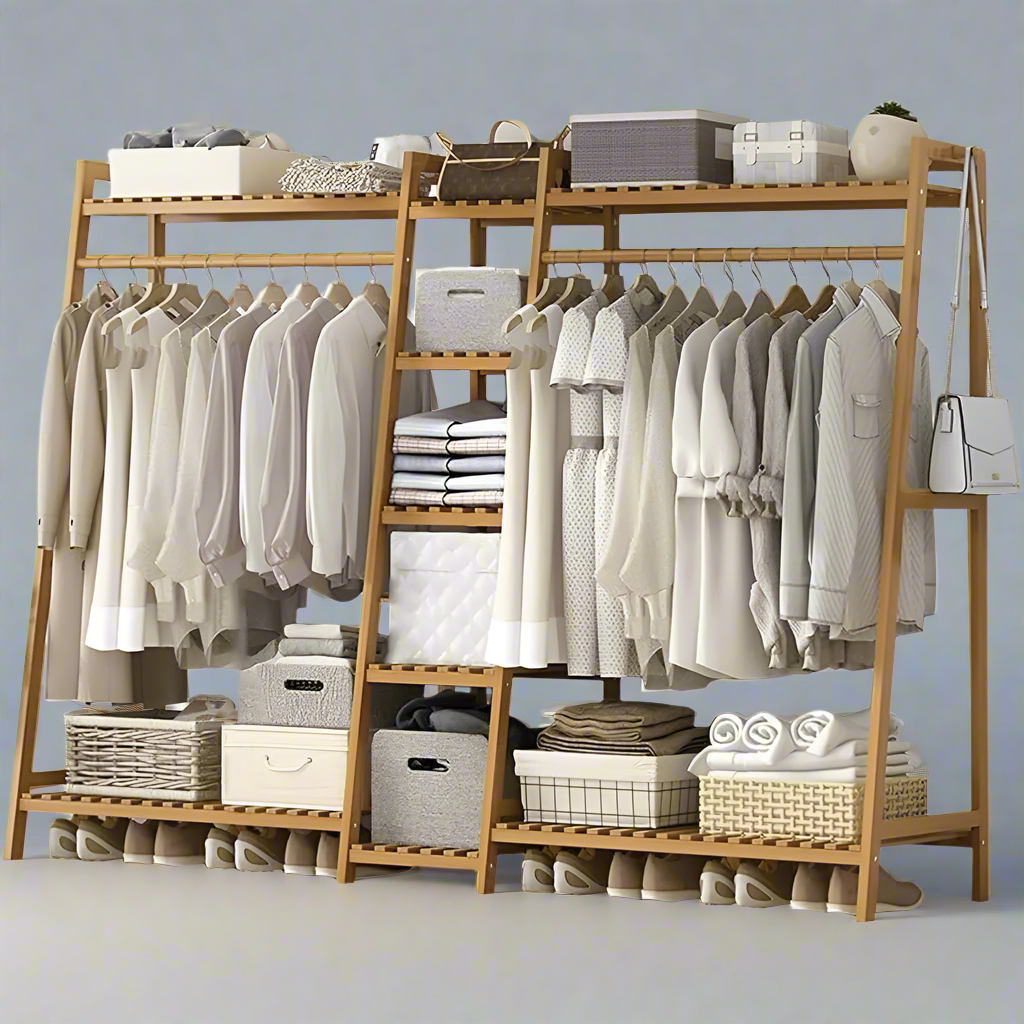 BambooVista Premium Multi-Tier Bamboo Clothing and Storage System