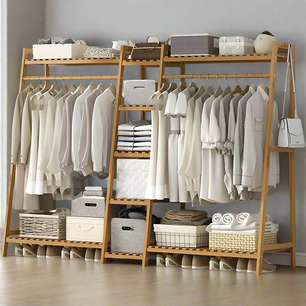 BambooVista Premium Multi-Tier Bamboo Clothing and Storage System