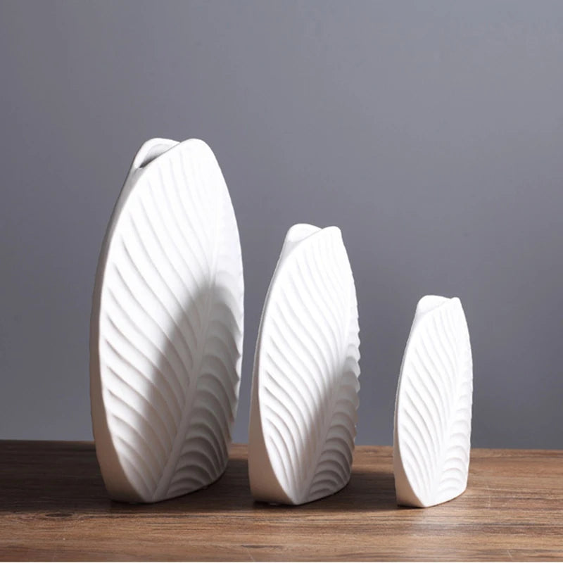 RippleLeaf Contoured Ceramic Leaf Vases for Contemporary Decor