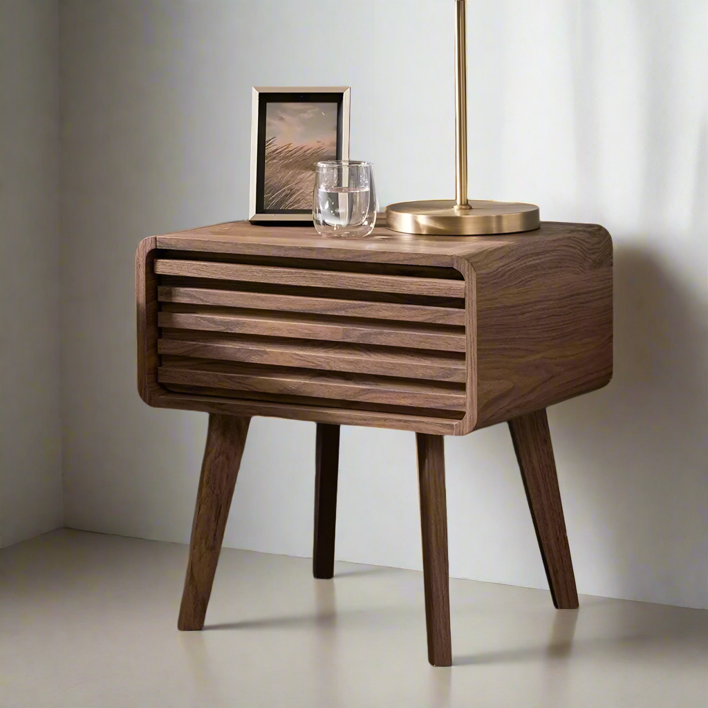 ModernMidwood Compact Retro-Style Bedside Table with Mid-Century Flair