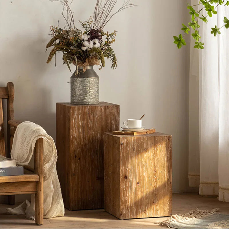 ZenBlock Japanese-Inspired Wooden Side Tables with Organic Appeal