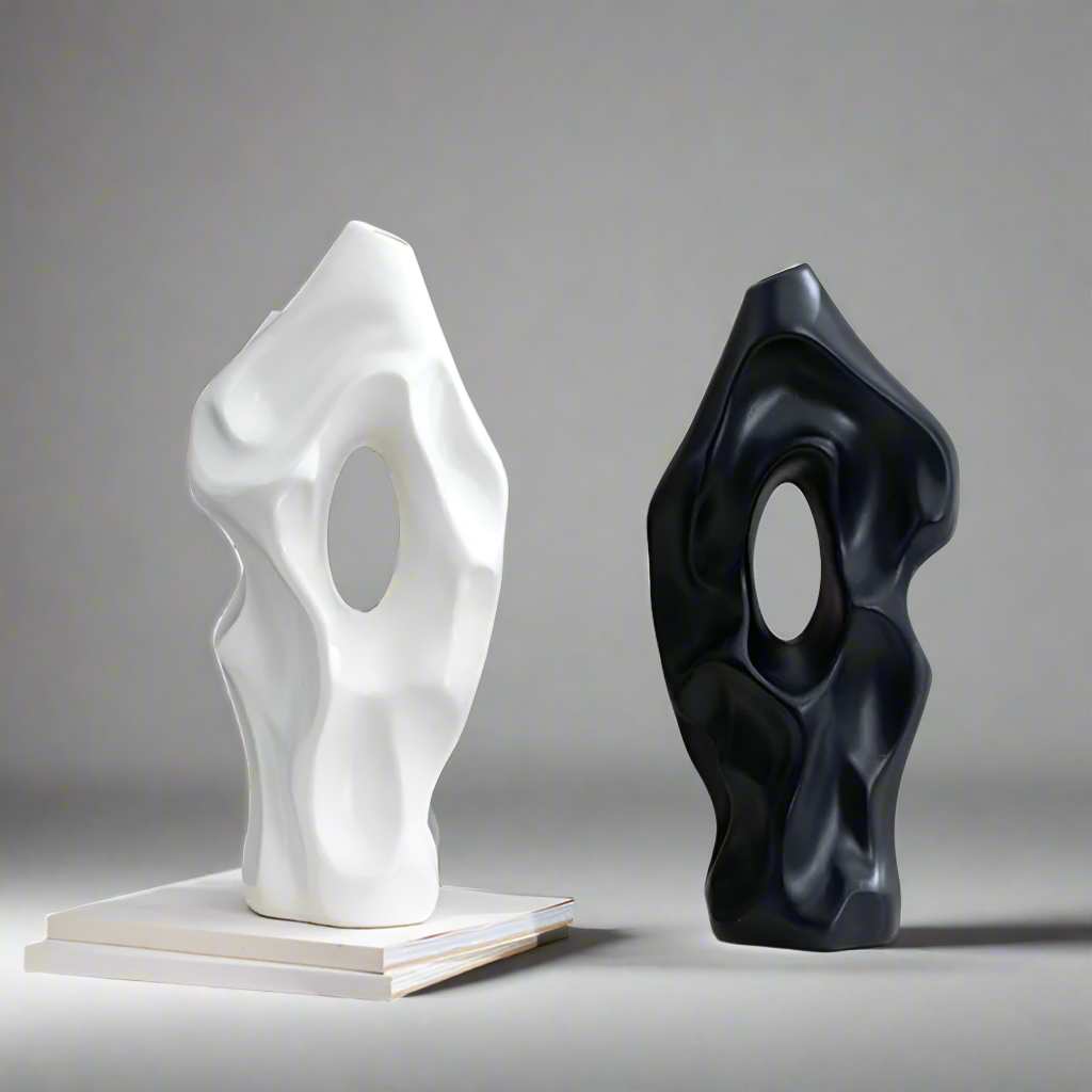 FluidSilhouette Black and White Abstract Vases for Striking Decor