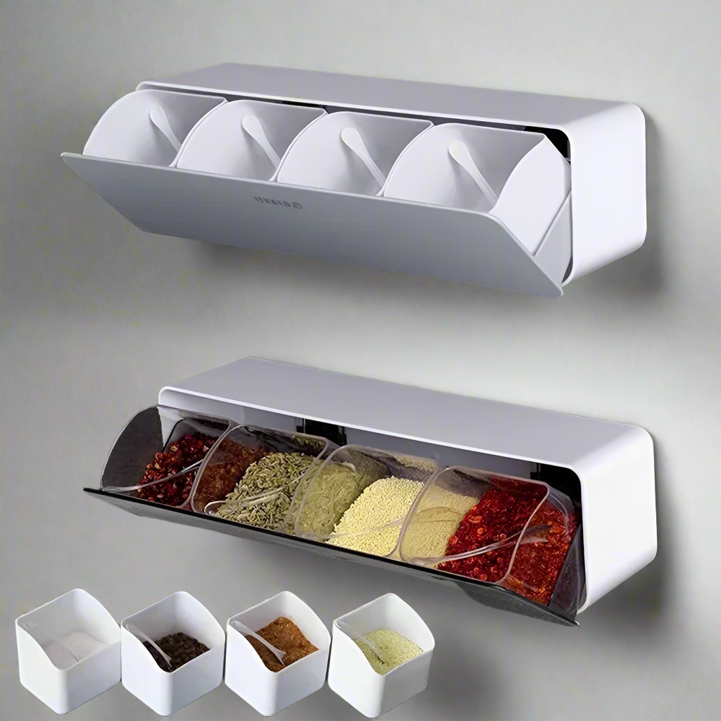 KitchenQuarter 4-in-1 Wall Compartment Ingredient Station