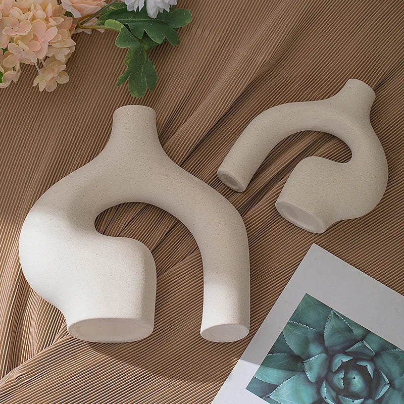 PureContour Contour Ceramic Sculptural Vase Duo for Elegant Displays