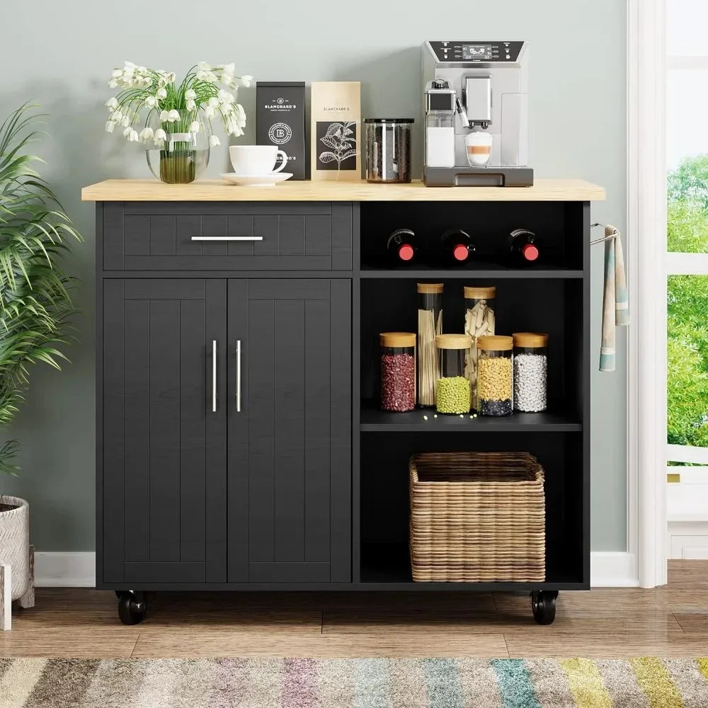 Chef's Companion Mobile Kitchen Island Cart with Adaptable Storage and Prep Space