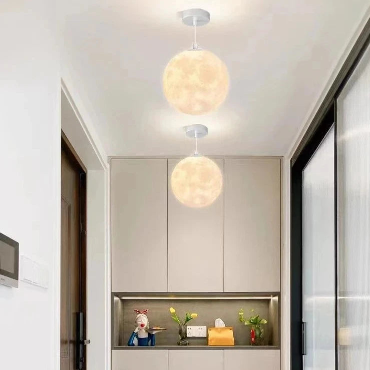 Lunar Luminary 3D Spherical Pendant Light for Celestial Ambiance