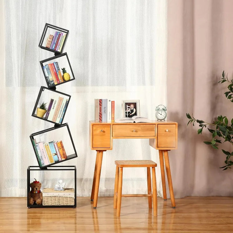 Skyline Stacks 67" Five-Tier Industrial Chic Bookshelf for Creatives