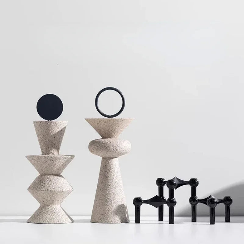 RoyalAbstract Modernist Chess-Inspired Resin Sculptures