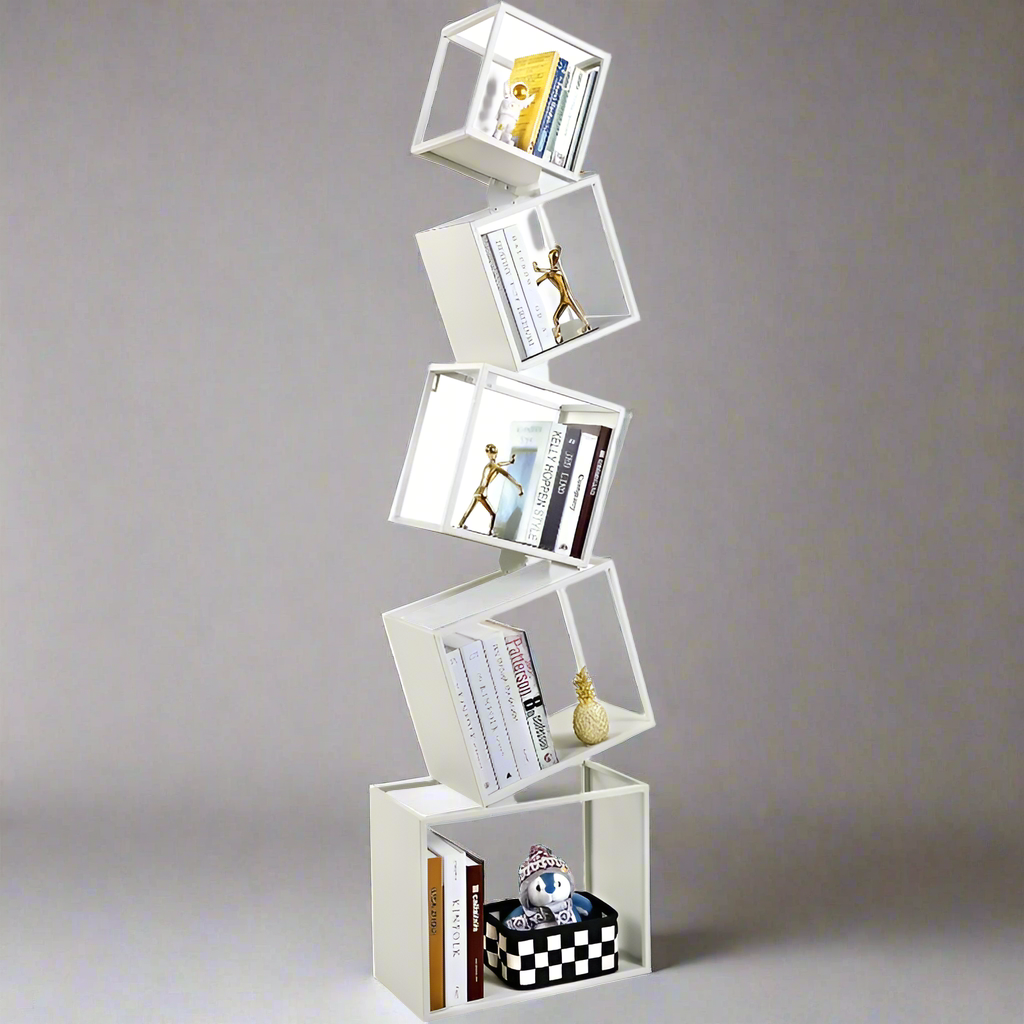 Skyline Stacks 67" Five-Tier Industrial Chic Bookshelf for Creatives