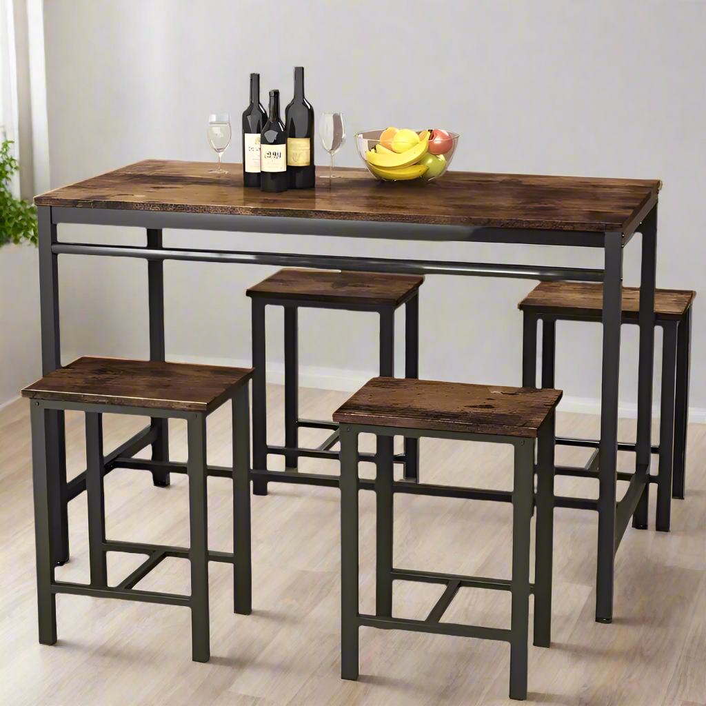 CraftedComfort 5-Piece Modern Bar & Dining Set for Small Spaces