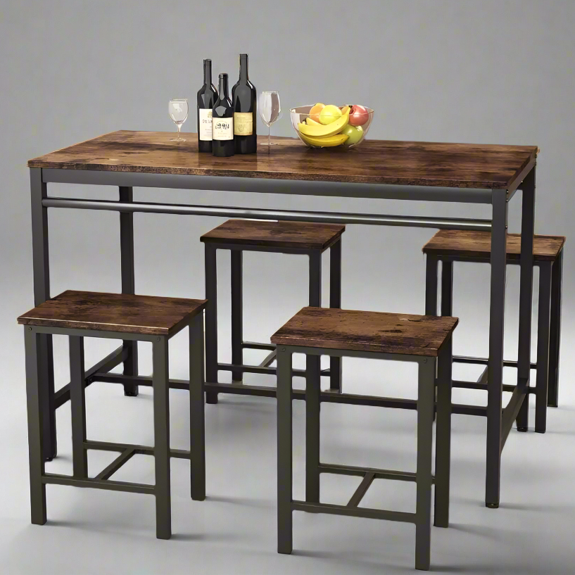 CraftedComfort 5-Piece Modern Bar & Dining Set for Small Spaces