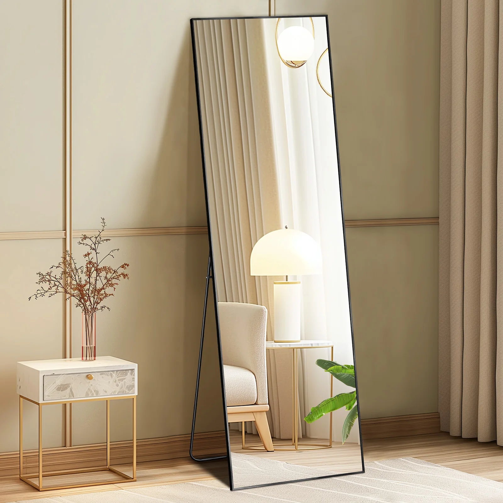 MirrorVista 64" Full-Length Framed Wall-Mounted or Leaning Mirror