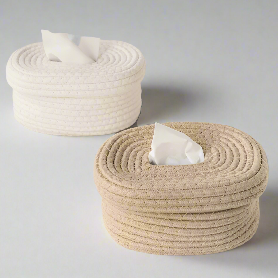 Serenity Woven Minimalist Tissue Box for a Calming Touch