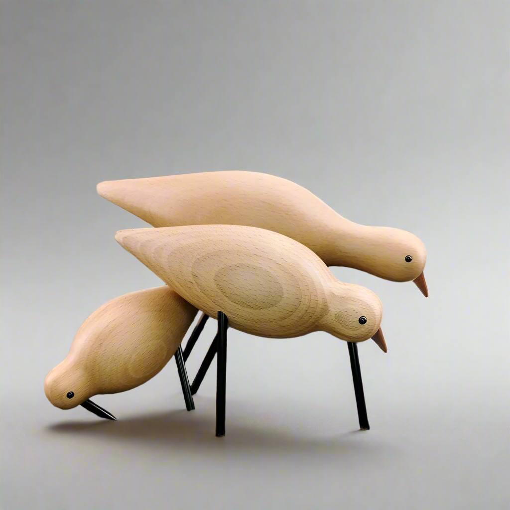 PerchPals Handcrafted Wooden Sculpted Birds for Rustic Charm