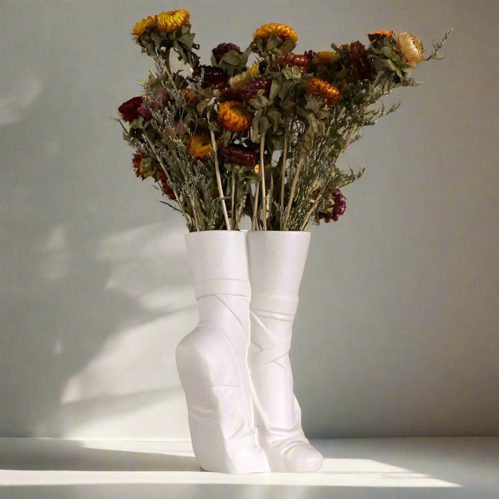 EnPointeDecor Dancer-Inspired Ceramic Shoe Vase for Floral Arrangements