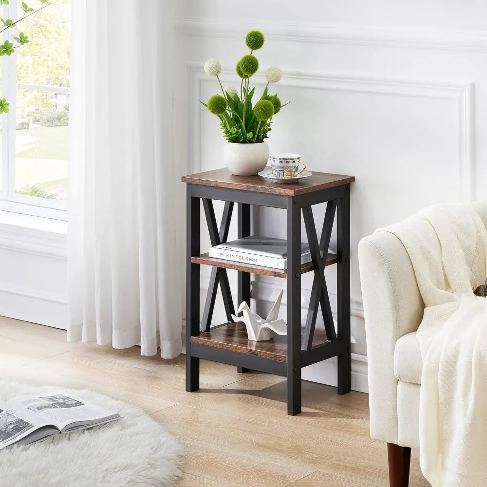 TwinShelves Contemporary 3-Tier End Table Set for Efficient Storage and Style