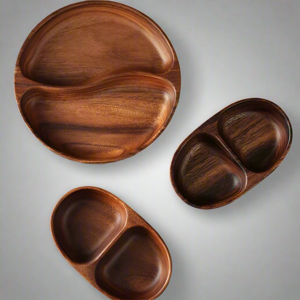 Harmony on a Plate Acacia Wood Snack Tray for Intentional Nourishment