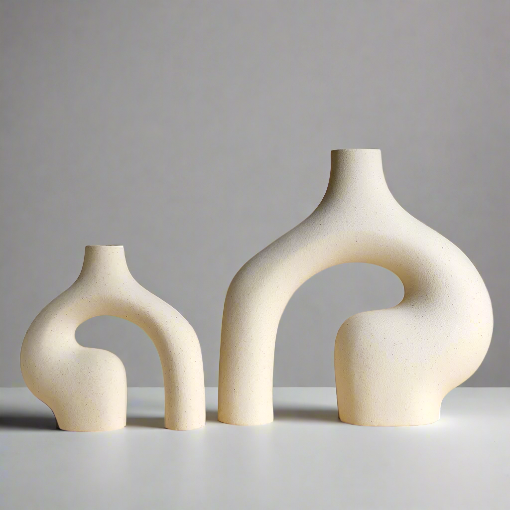 PureContour Contour Ceramic Sculptural Vase Duo for Elegant Displays