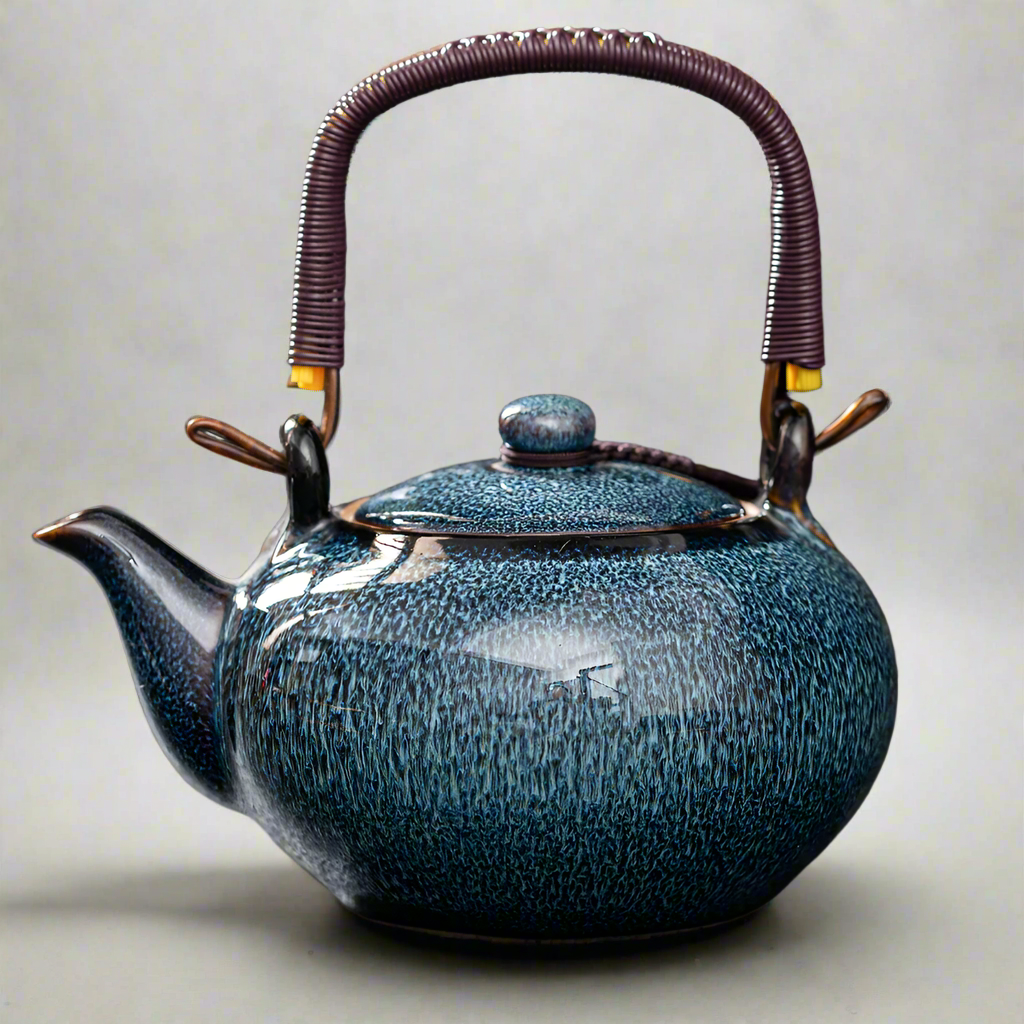 Zenfusion Handcrafted Large Capacity Porcelain Teapot with Tianmu Glaze Artistry