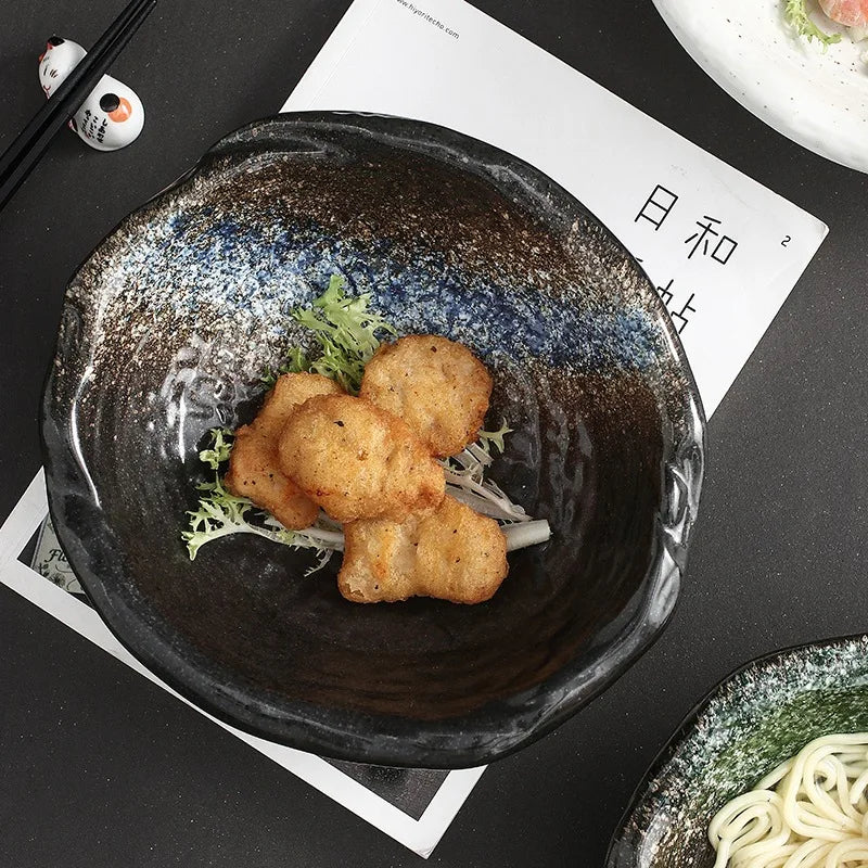 EarthTone Japanese-Inspired Textured Ceramic Bowl Set for Cuisine Enthusiasts