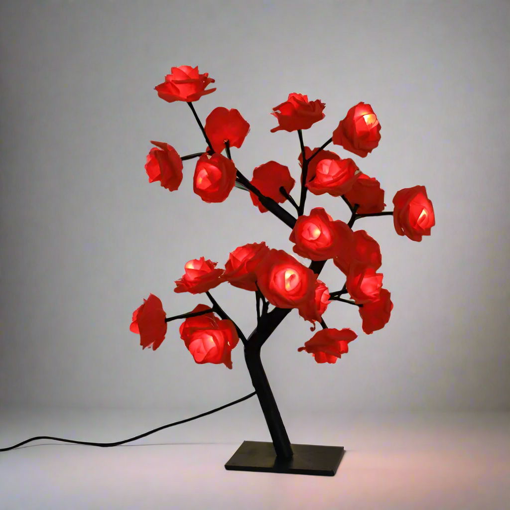 Enchanted Evenings Ambient Resin Blossom Rose Tree Lamp for Romantic and Festive Ambiance